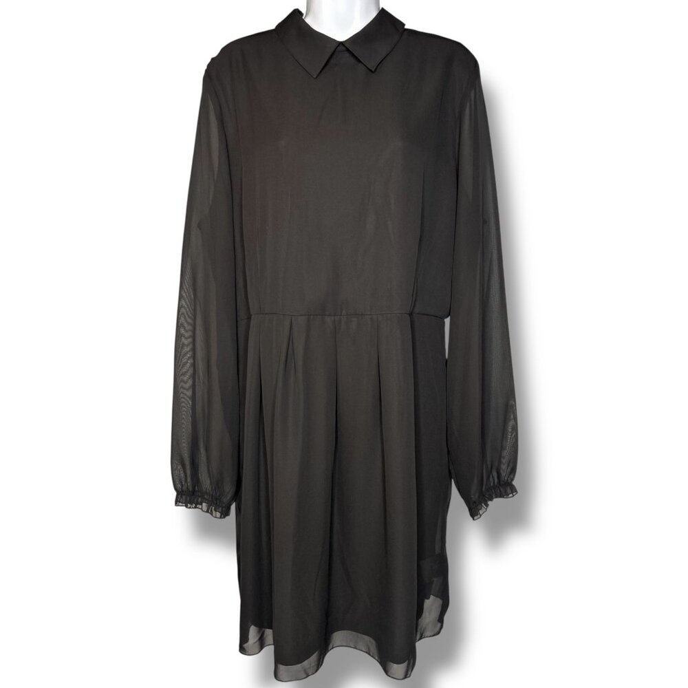 Kardashian Kollection Black Chiffon Long Sleeve Goth Dress Wednesday Addams